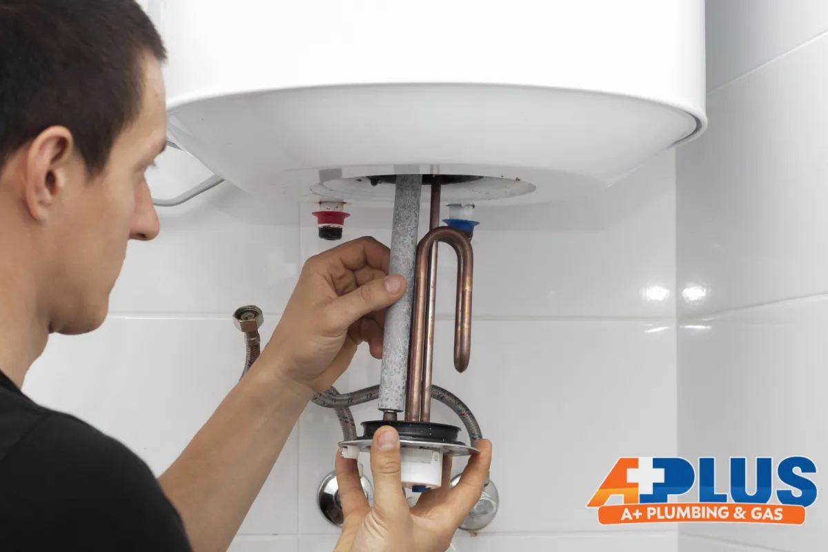 technician repairing heater